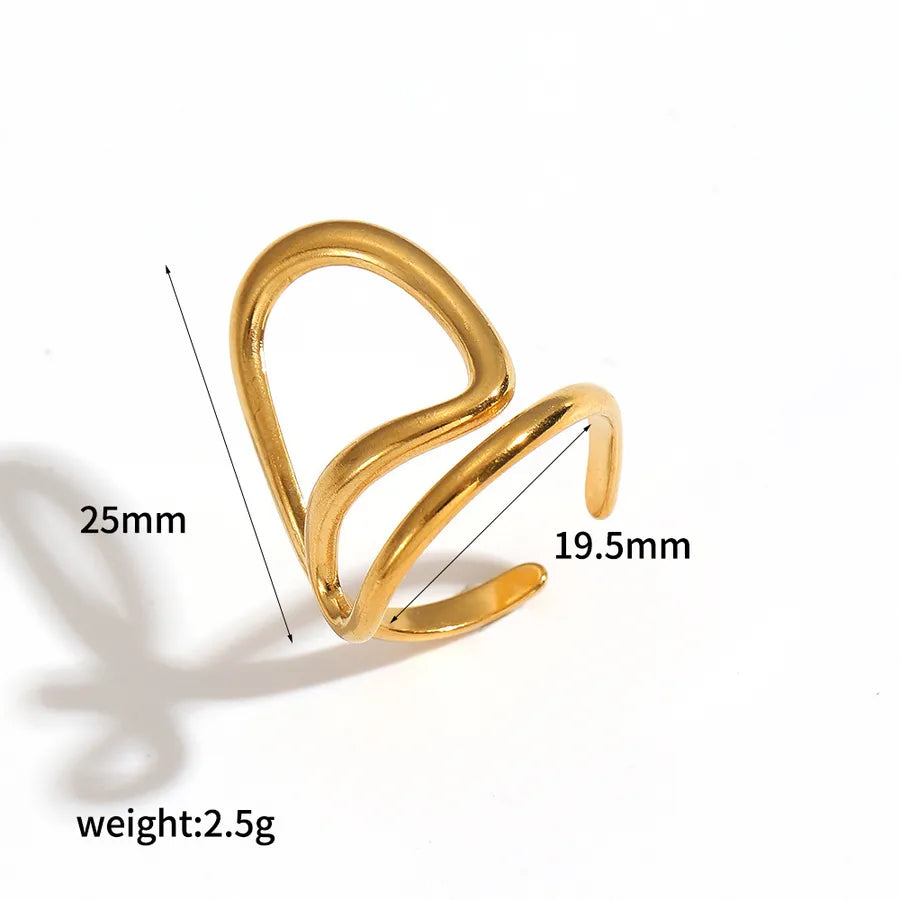 Geometric Titanium Steel Ring – Unisex Gold Plated TR4502