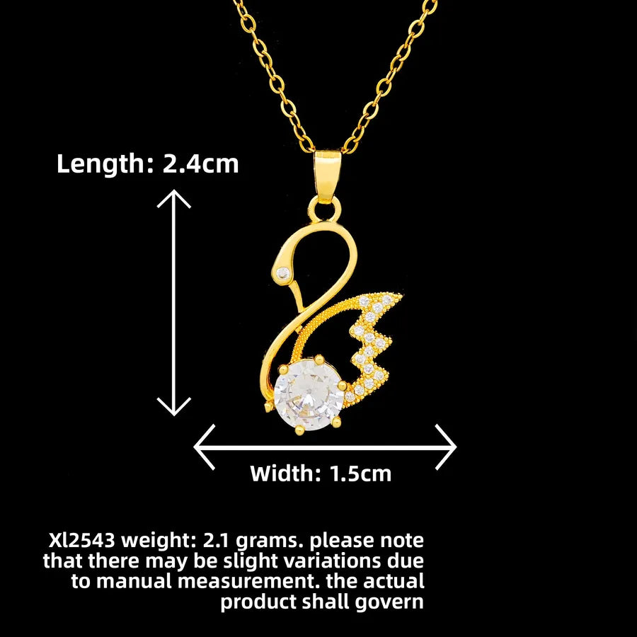 Butterfly & Whale Couple Pendant Necklace XL2543 White Swan Necklace Gold