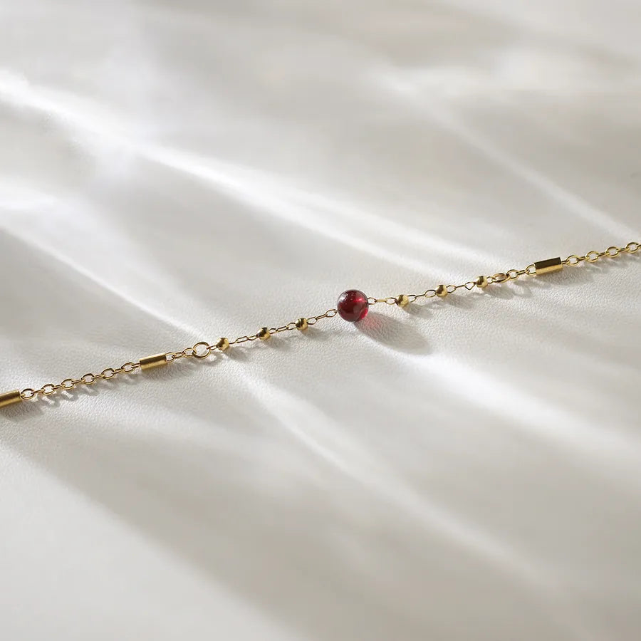 Natural Agate & Gold-Plated Stainless Steel Bracelet