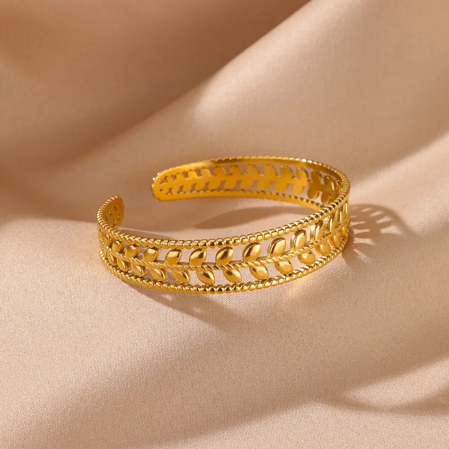 18K Gold Leaf Bracelet for Women