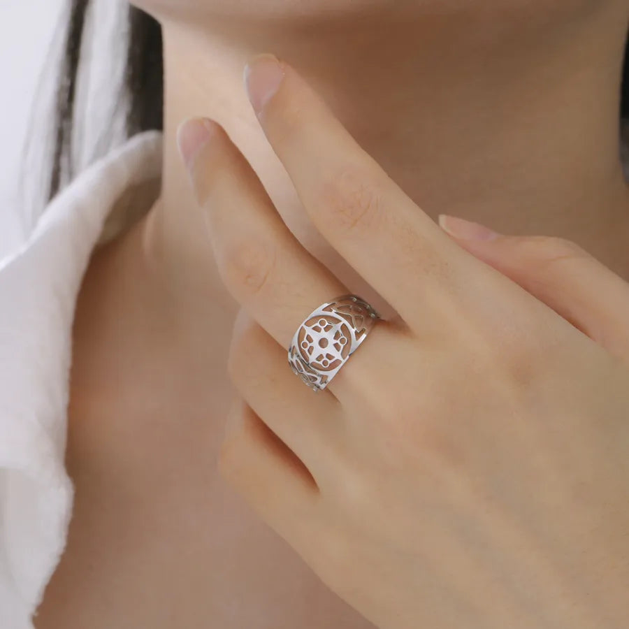 Unisex Compass Open Ring – 18K Gold Stainless Steel