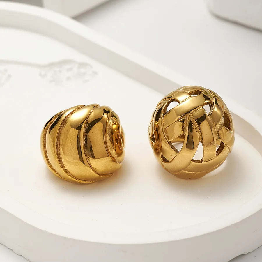 Gold Plated Stainless Steel Grid Ring