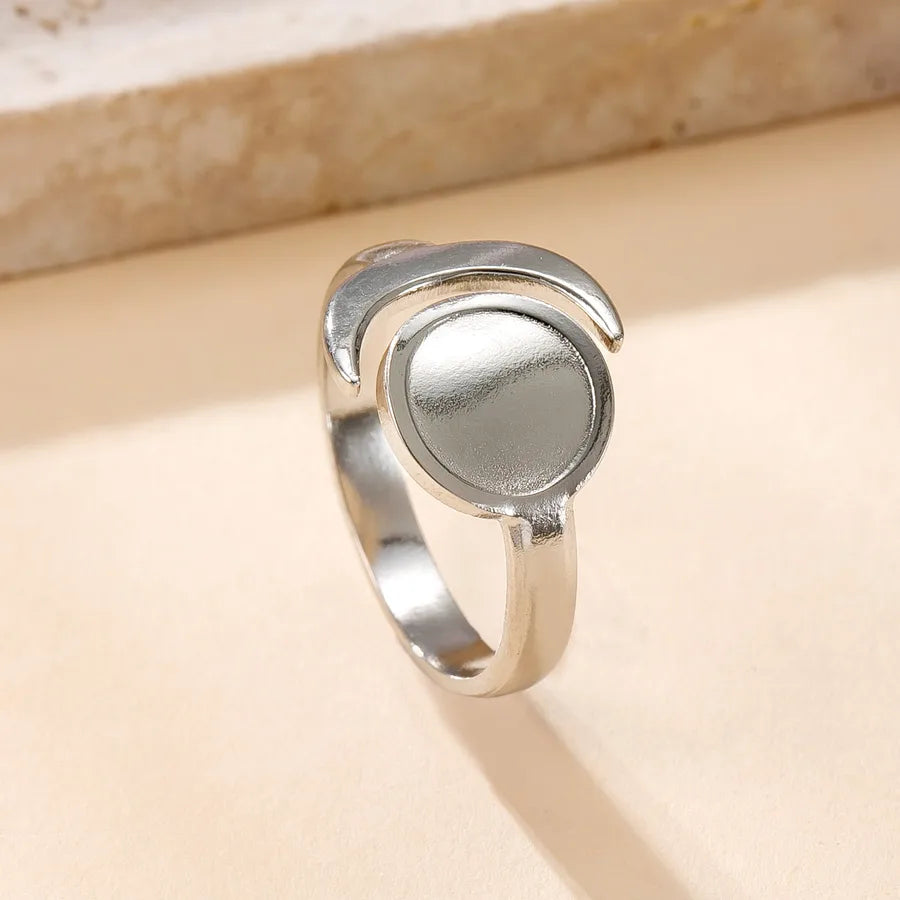 Stainless Steel Star & Moon Open Ring Average Size YYJZ354S