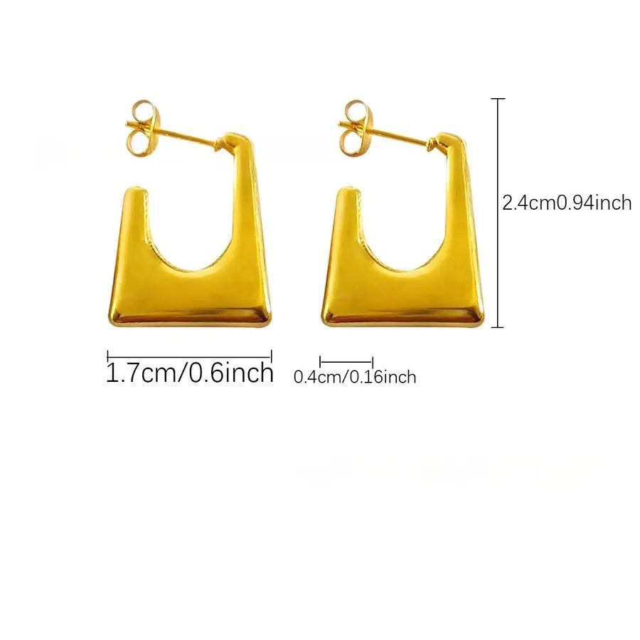 Elegant Gold Titanium Steel Hoop Earrings Gold Earrings 99