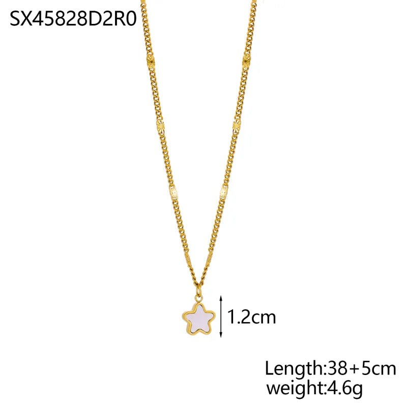 18K Gold Plated Heart & Pentagram Necklace One Size SX45828D2R0 9*9*1