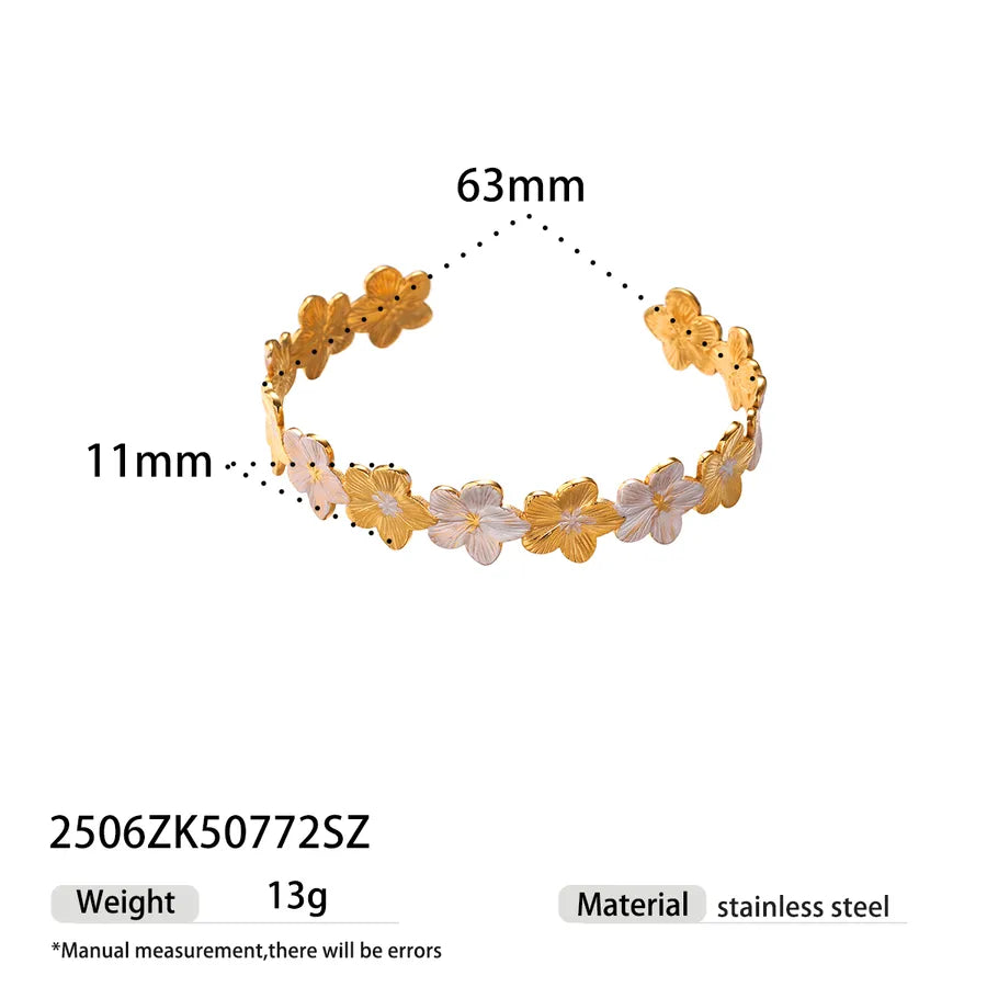 Gold Plated Stainless Steel Flower Bracelet 2506ZK50772SZ