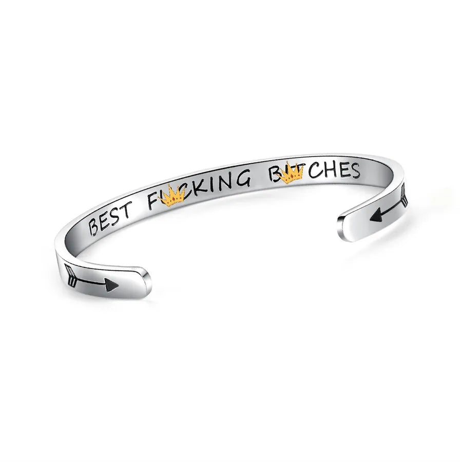 Retro Heart Stainless Steel Bangle 90-Best Bitches