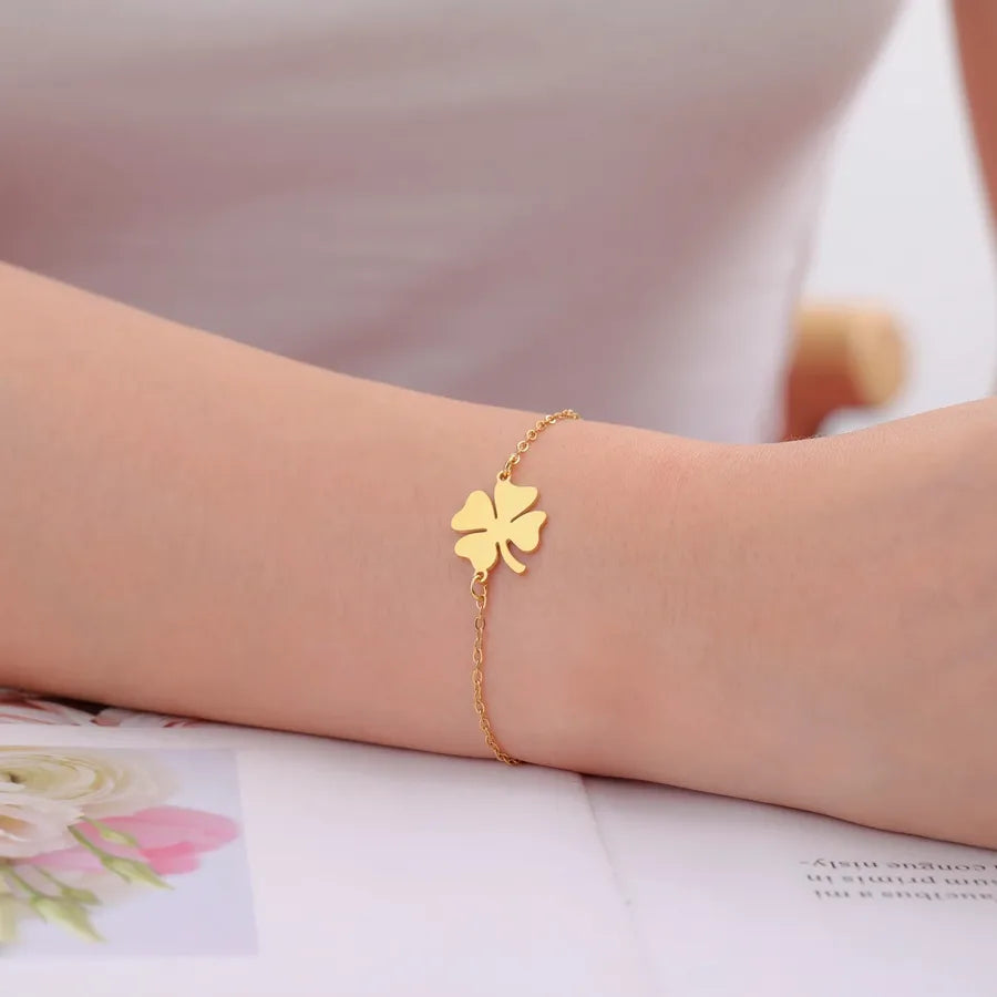 Double Layer Four Leaf Clover Bracelet