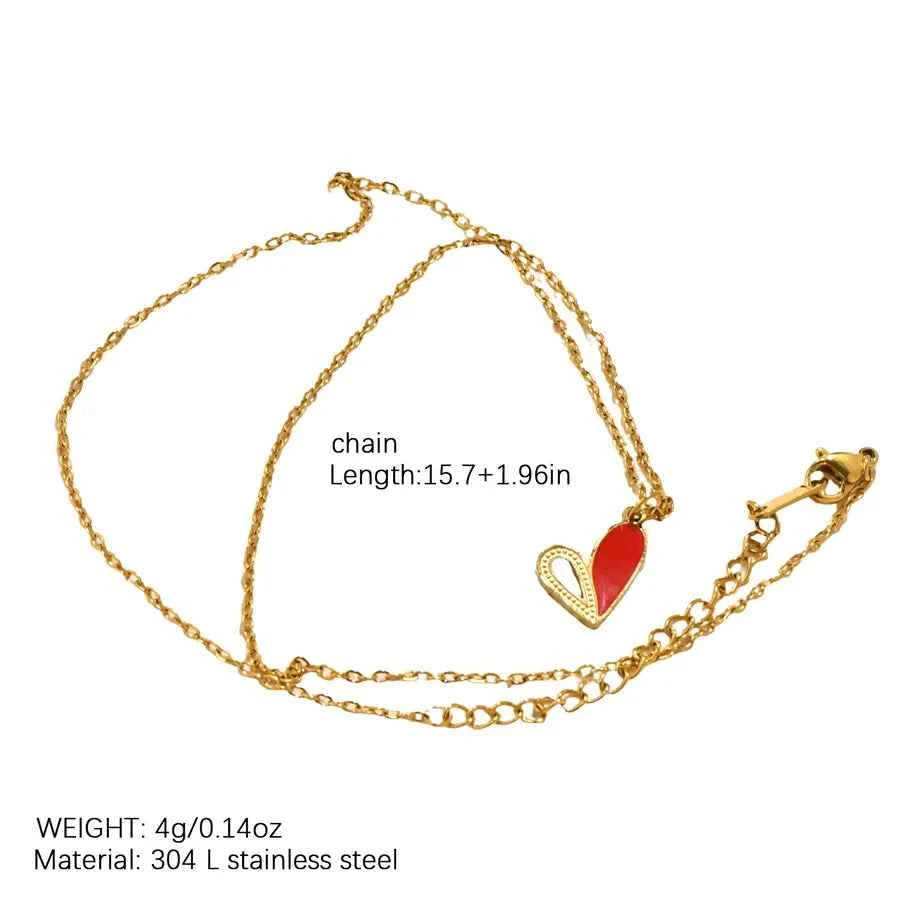 Red Heart Crown 18K Gold Plated Pendant Necklace
