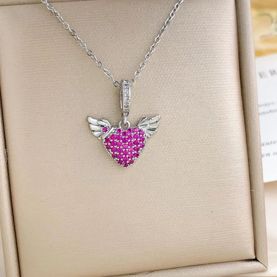 18K Gold Plated Zircon Pendant Necklace XL2323 Heart Necklace Silver