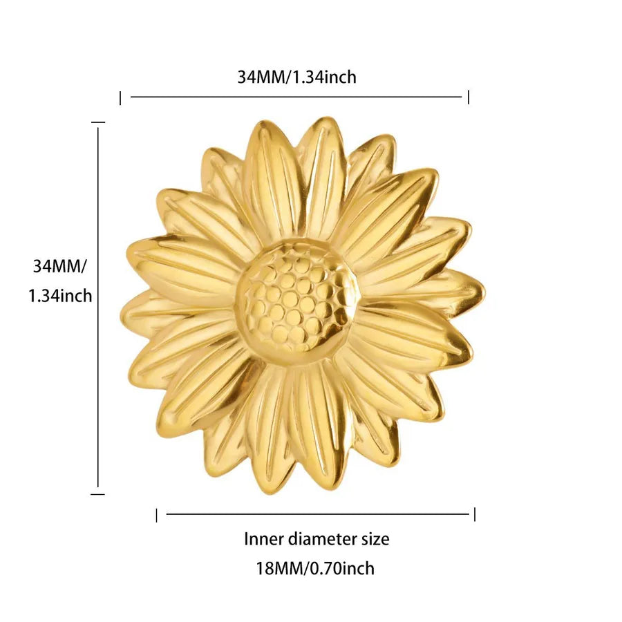 18K Gold Plated Boho Floral Open Ring 3