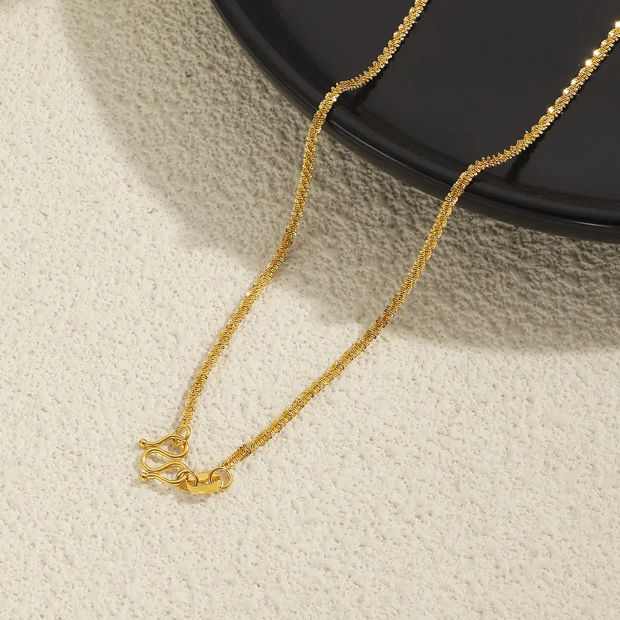 Gold Plated Stainless Steel Chain Bracelet for Women M Buckle 6【Sparkling Necklace Yellow】