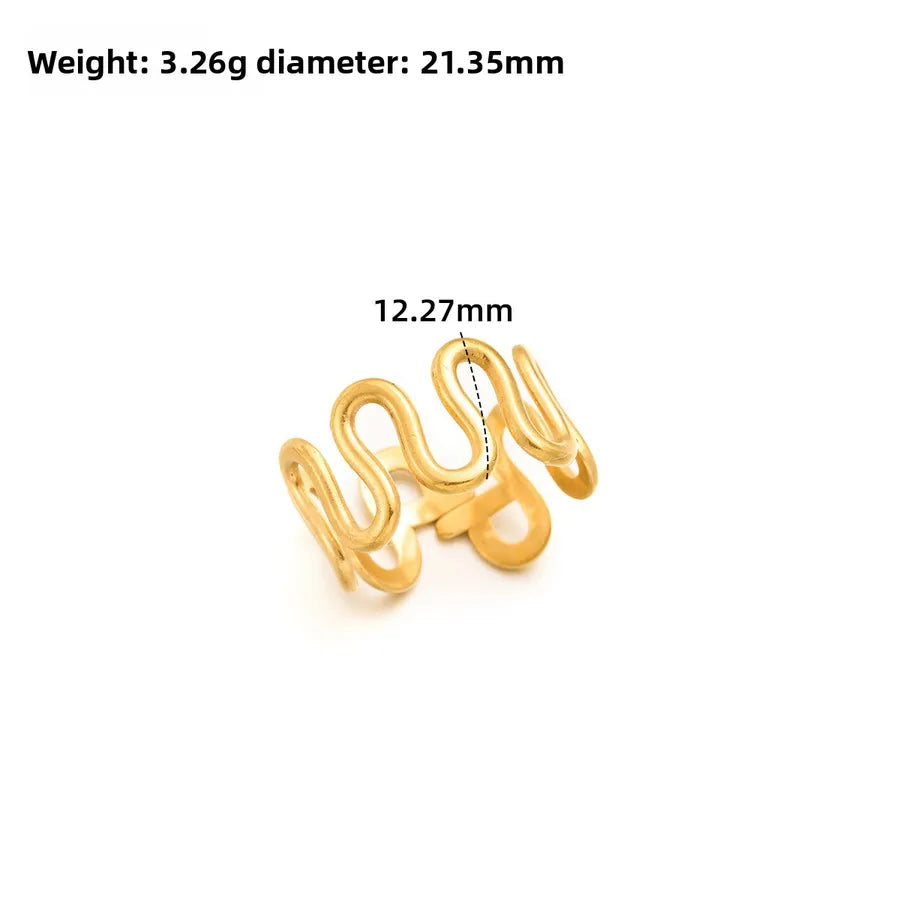 Gold Open Heart Stainless Steel Ring Adjustable Opening J302 Gold