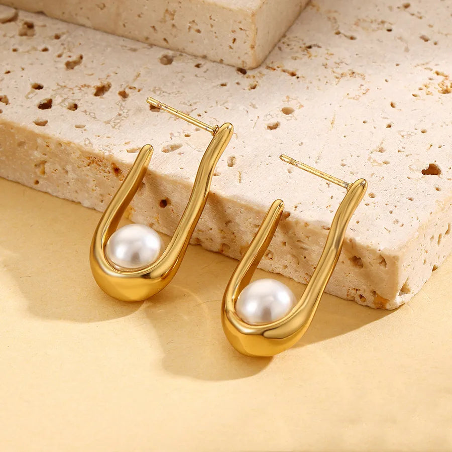 Gold Irregular U-Shaped Earrings for Women