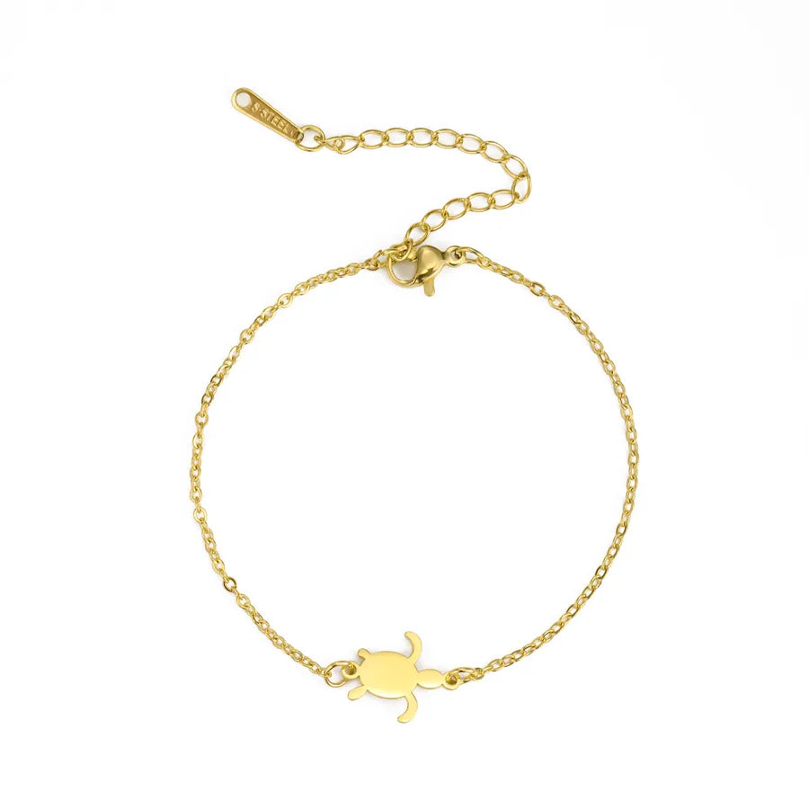 Minimalist Turtle Pendant Stainless Steel Bracelet