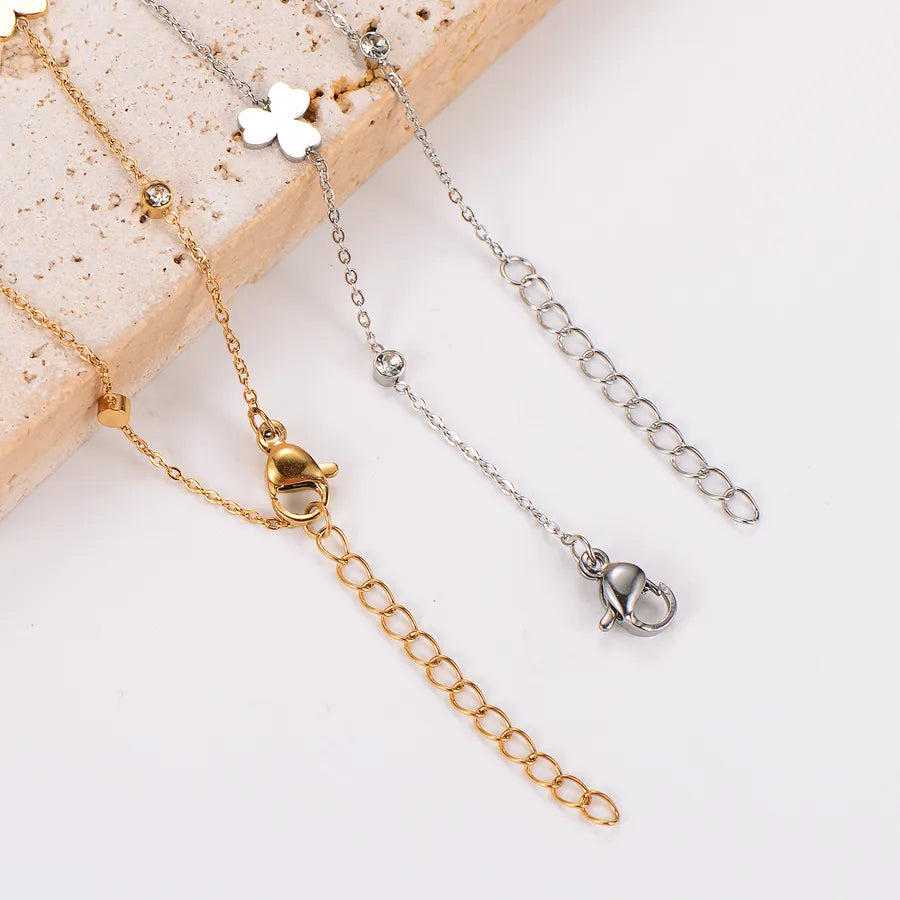 Gold Heart Flower Anklet – Stainless Steel