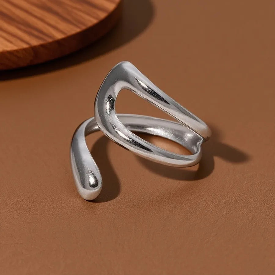 Colorful Titanium Steel Geometric Heart Ring Z051-Geometric Irregularity-Ring-Steel Color