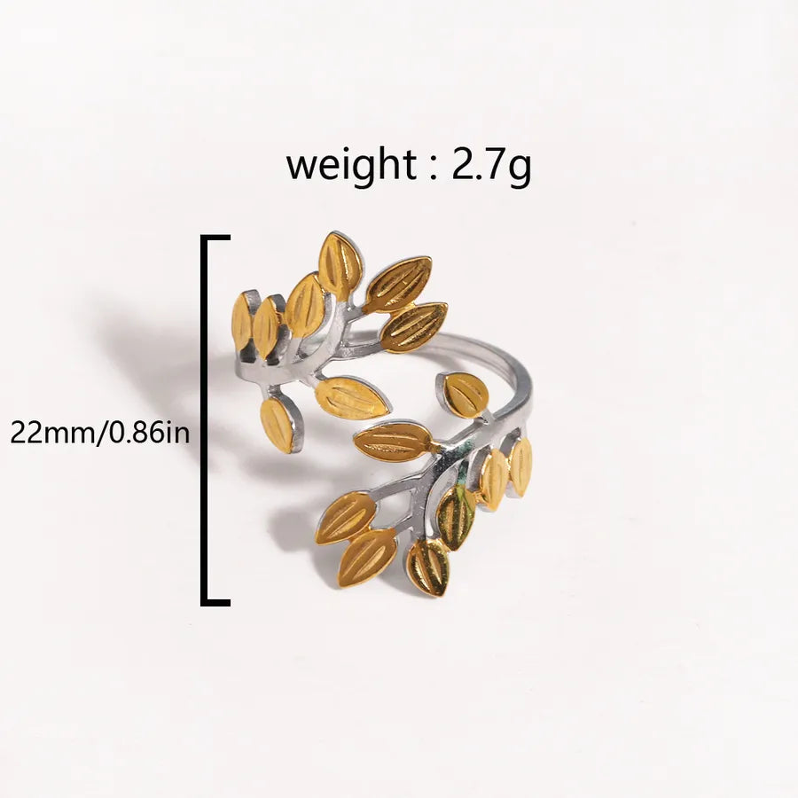 Unisex Adjustable Stainless Steel Leaf Ring Style 8
