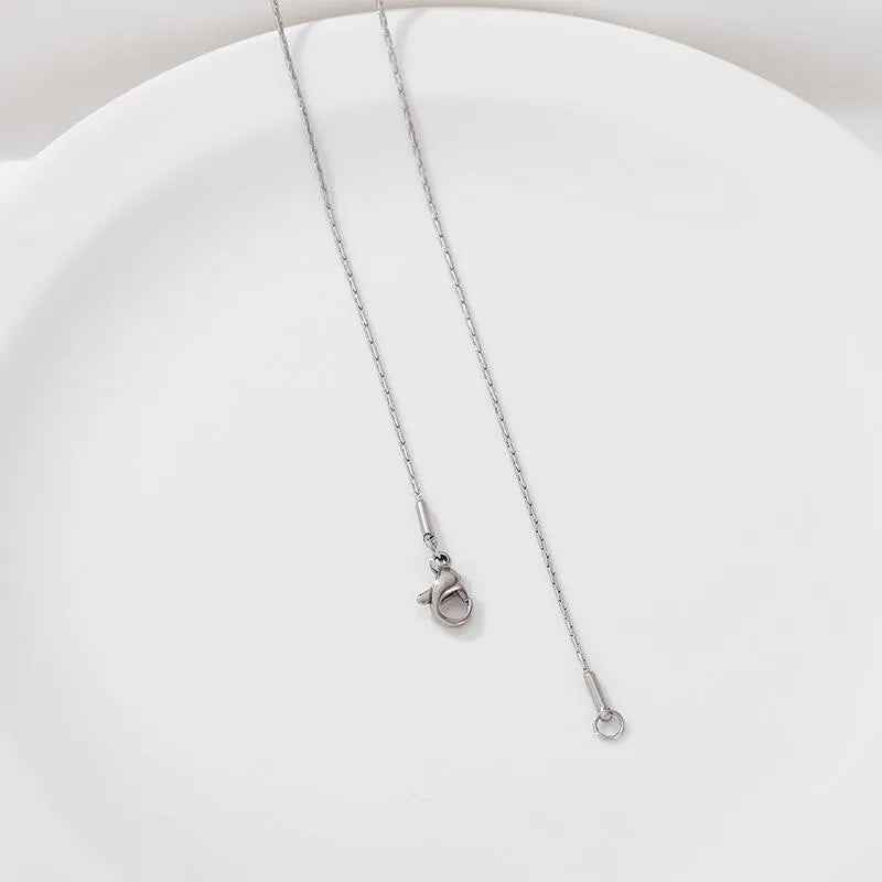 Unisex Titanium Steel Snake Chain Necklace Steel Color 0.4 Hammer Round Chain Necklace 1 Piece with Extension Chain