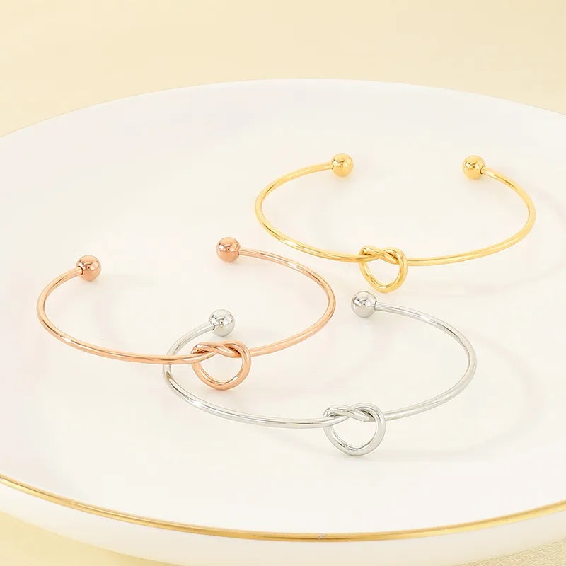 Knotted Bead 18K Gold Stainless Steel Bracelet