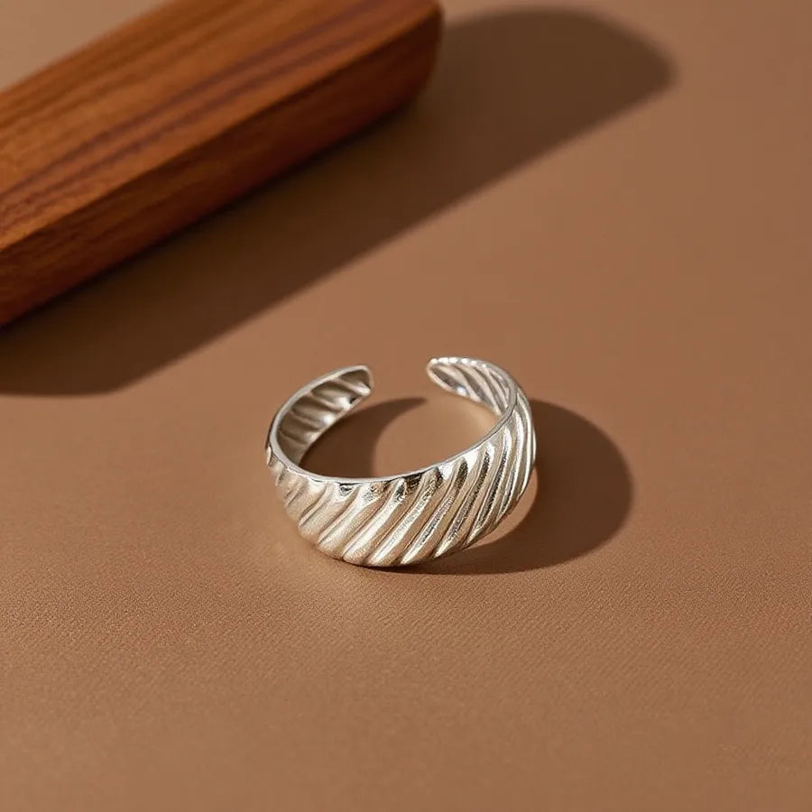 Colorful Titanium Steel Geometric Heart Ring Z0213-Twill-Ring-Steel Color