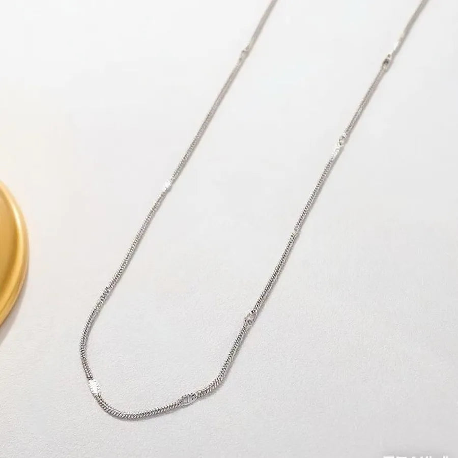 Women's Titanium Steel Box Chain Pendant Necklace Round Snake Flattened Chain-Necklace-Steel Color