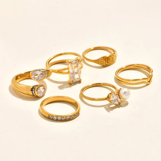 Gold Plated Geometric Heart Zircon Ring