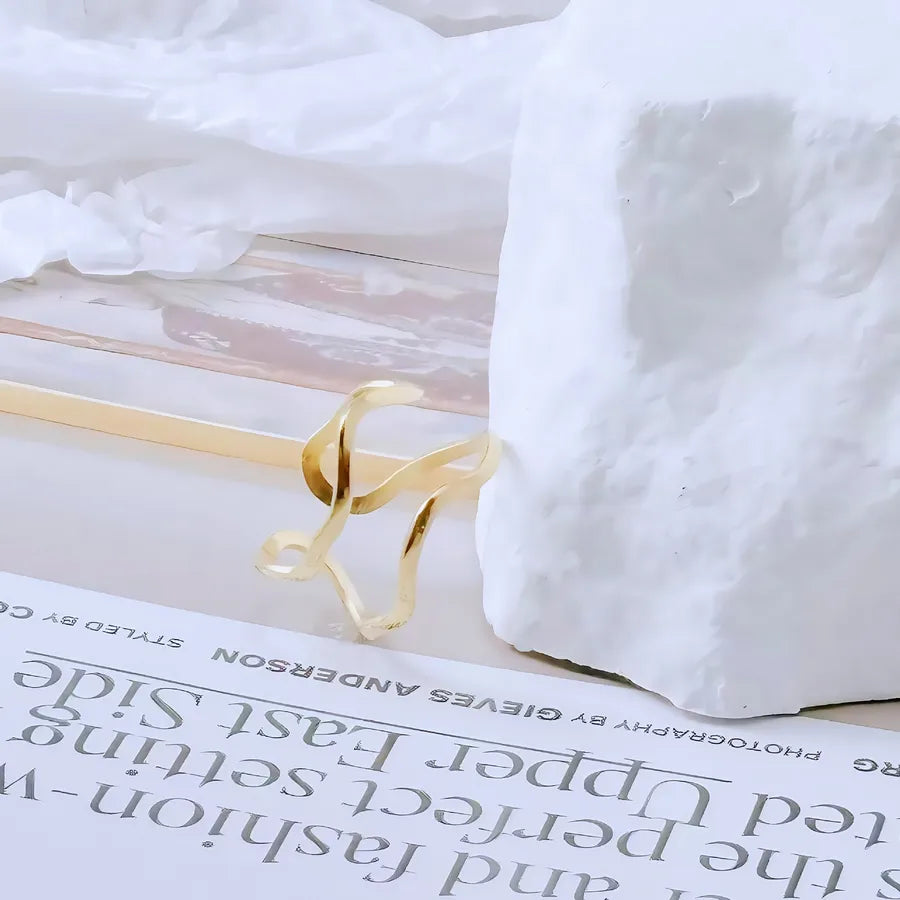 Gold Bamboo Titanium Steel Open Ring Adjustable Opening Golden Hydraulic J83