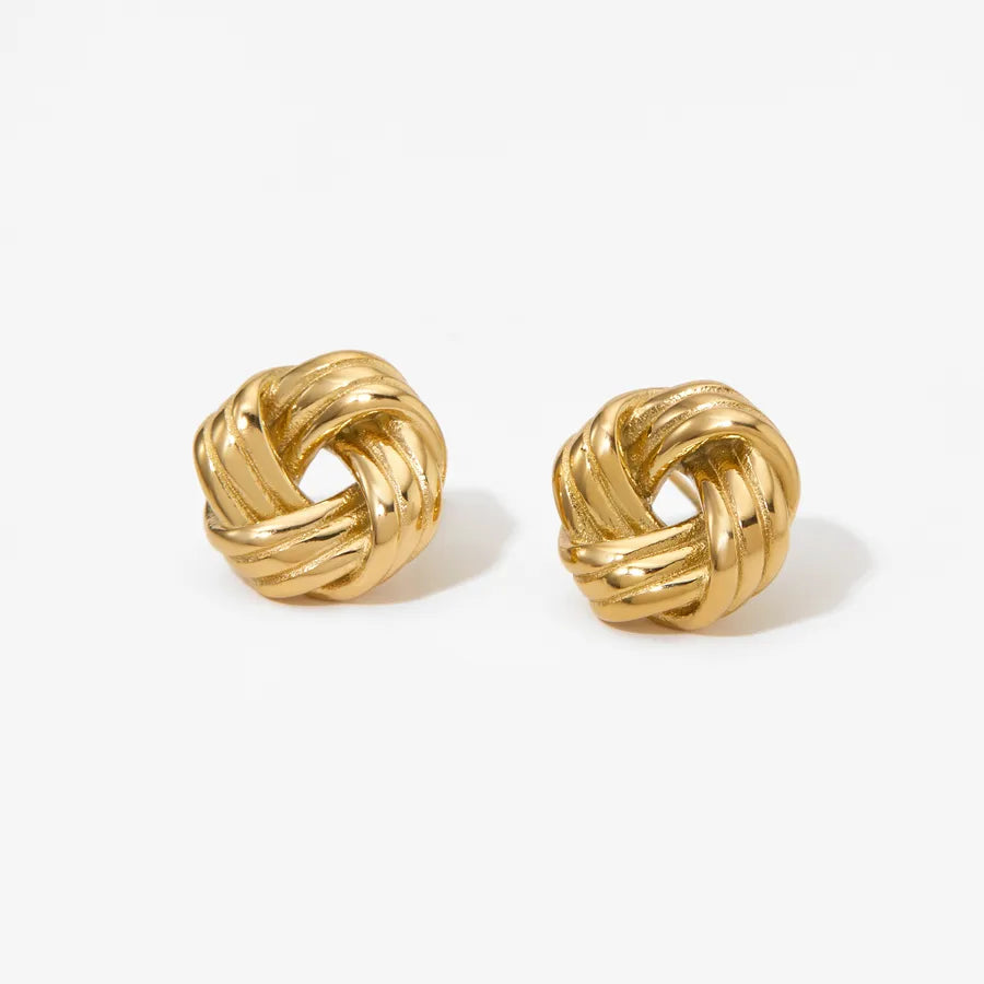 French Retro Twist Knot Stainless Steel Earrings
