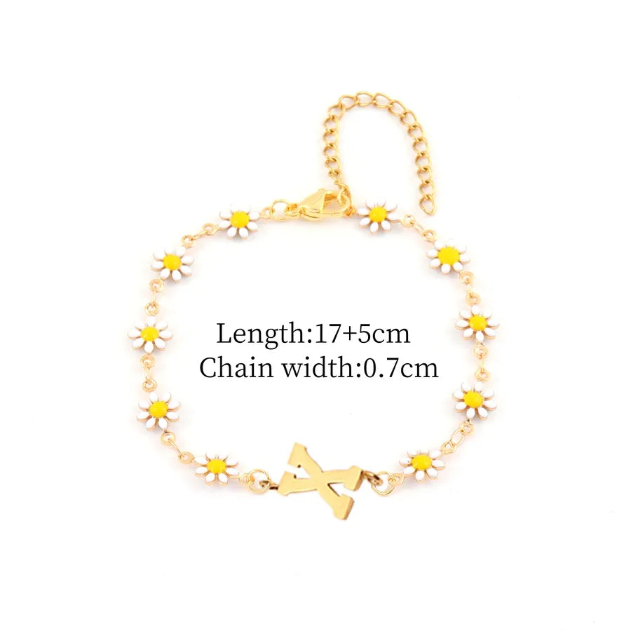 Gold Daisy Chain Bracelet for Women Gold X