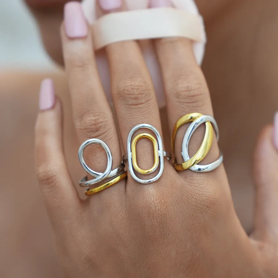 18K Gold Plated Geometric Adjustable Open Ring