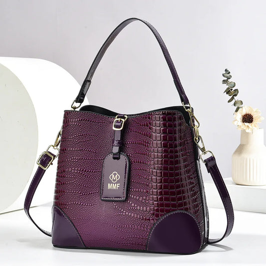 Color Block Bucket Shoulder Bag for Women