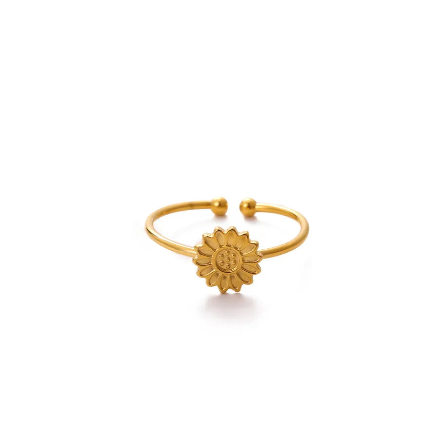 Gold Geometric Floral Statement Ring for Women