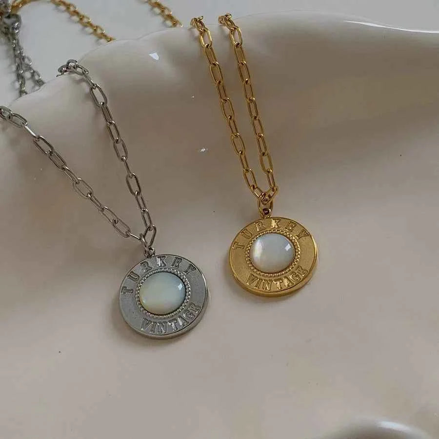 Gold-Plated Stainless Steel Letter Pendant Necklace