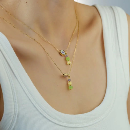 Daisy Pendant Stainless Steel Necklace