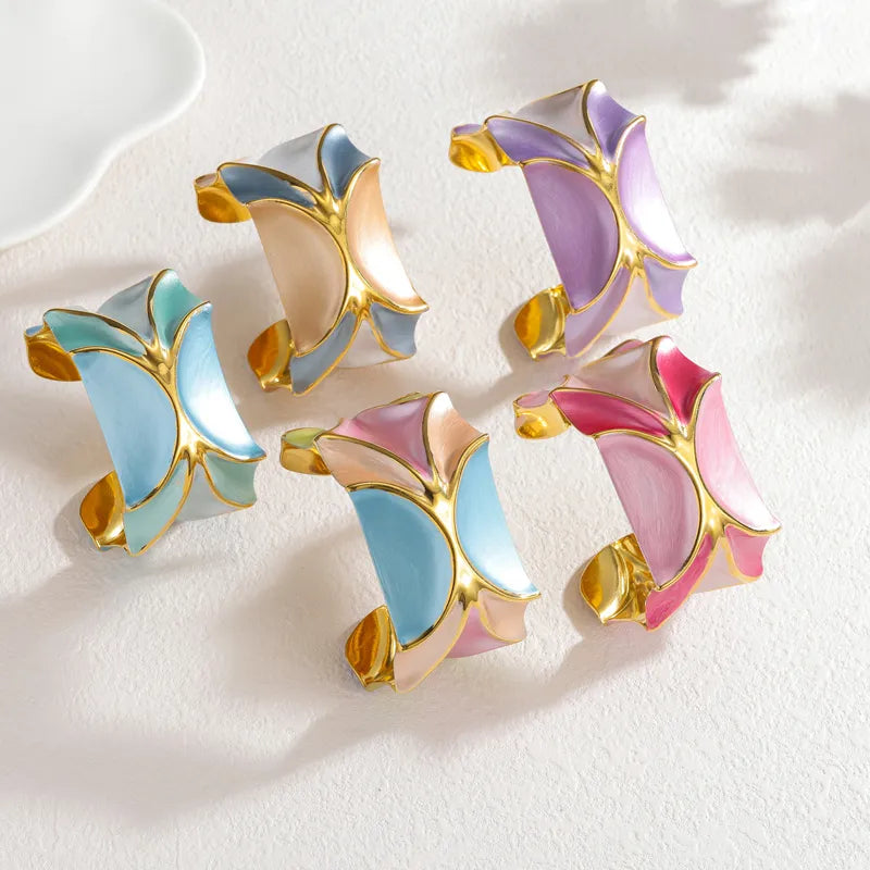 18K Gold Geometric Stainless Steel Bangle