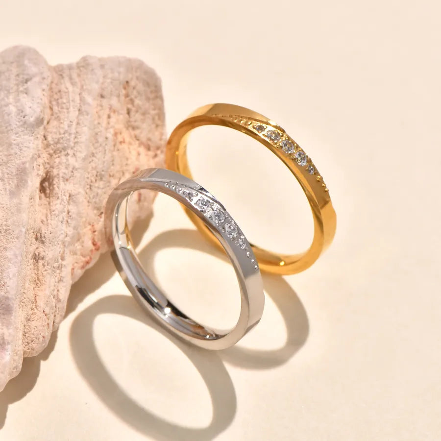 18K Gold Plated Titanium Steel Zircon Ring