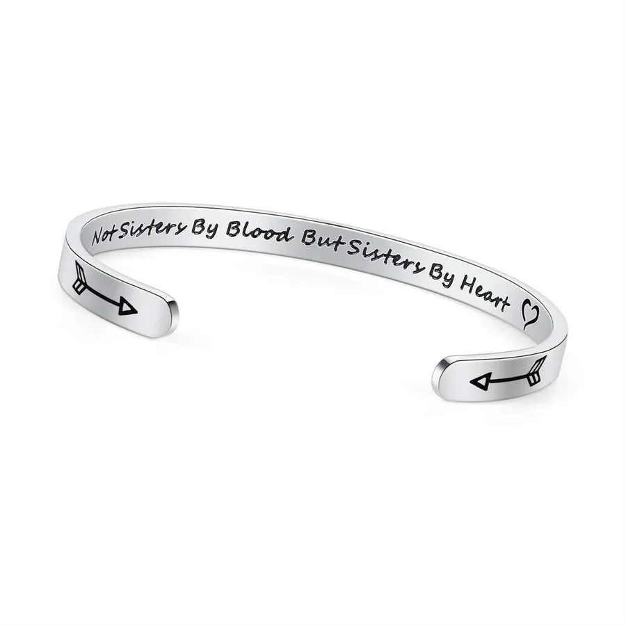 Retro Heart Stainless Steel Bangle 59-Sister Gift - Not Sisters by Bloo
