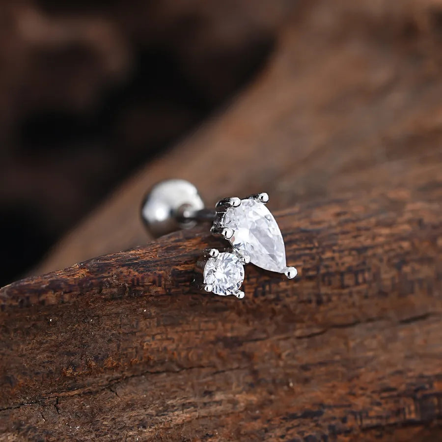 Stainless Steel Zirconia Stud Earrings 3457 Silver Ear Studs