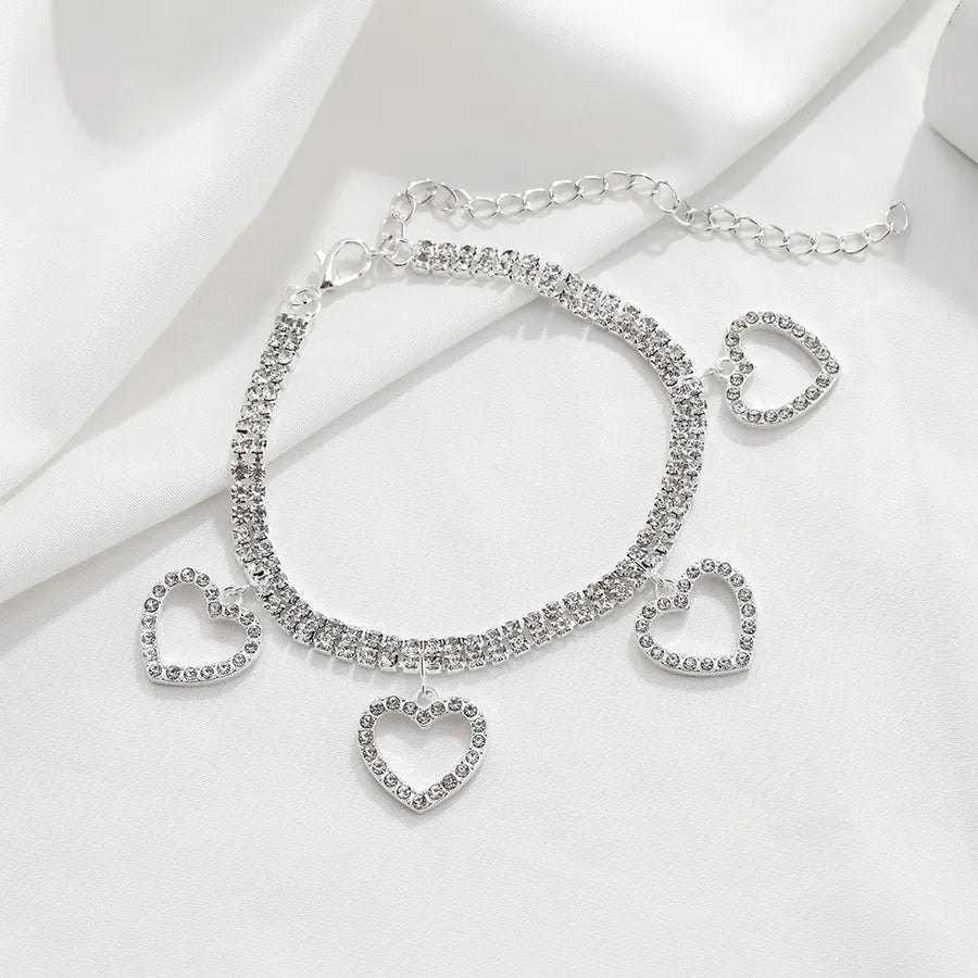 Double Heart Rhinestone Anklet for Women