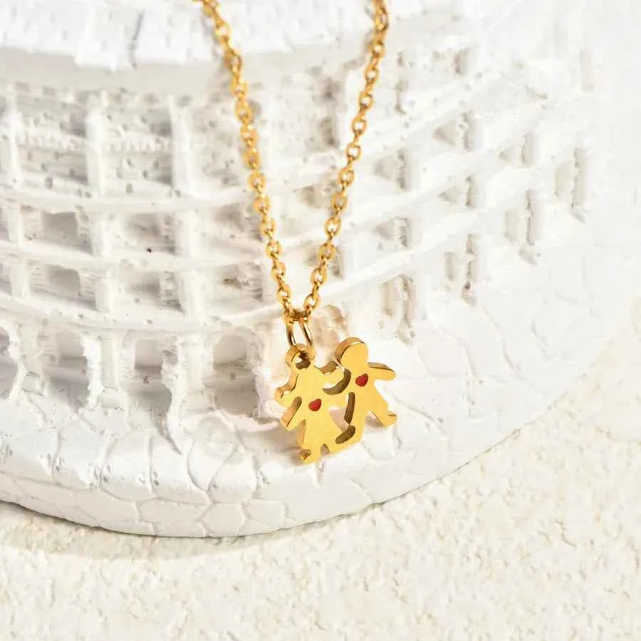 Gold-Plated Heart & Flower Pendant Necklace