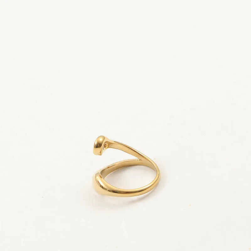 18K Gold Plated Titanium Steel Ring with Zirconia