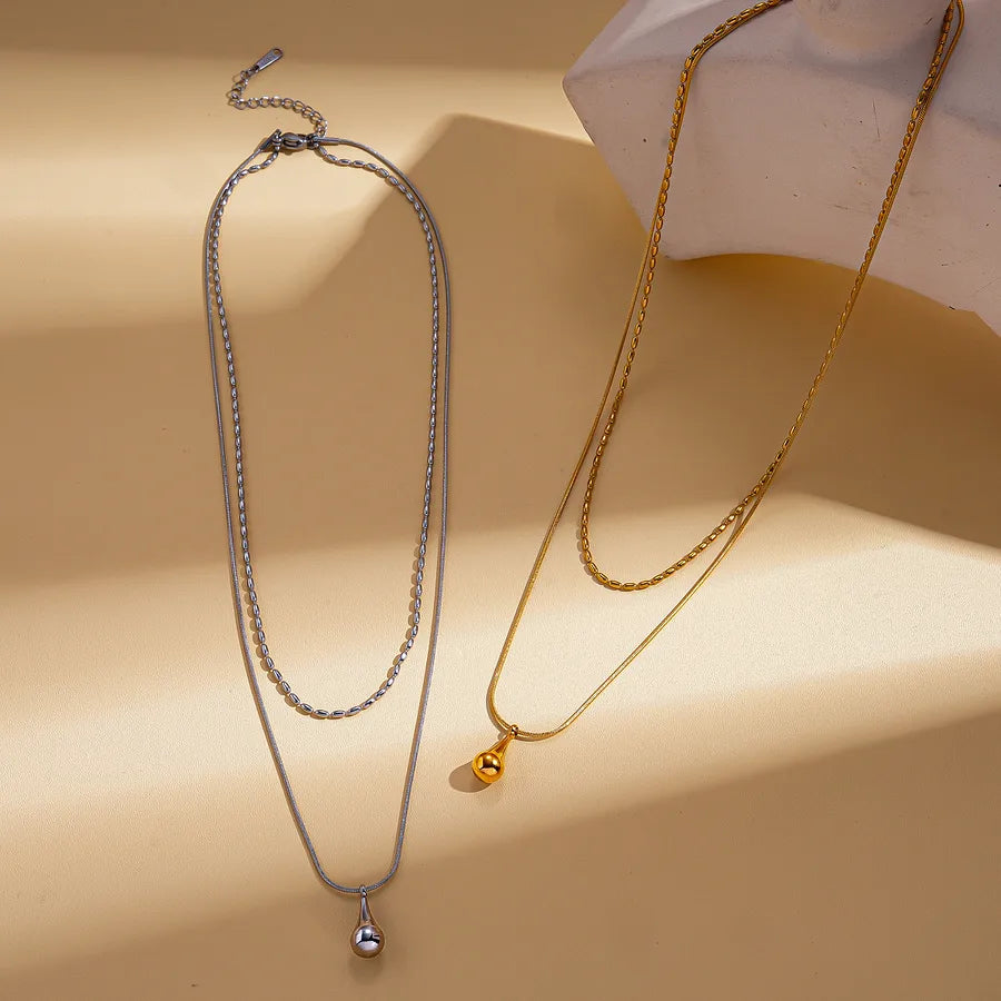 Stainless Steel Waterdrop Double Layer Necklace