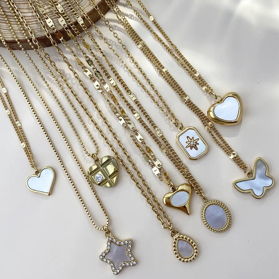 18K Gold Plated Heart & Pentagram Necklace