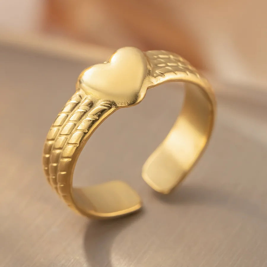 Geometric Titanium Steel Open Ring for Women K415 Gold Ring Adjustable