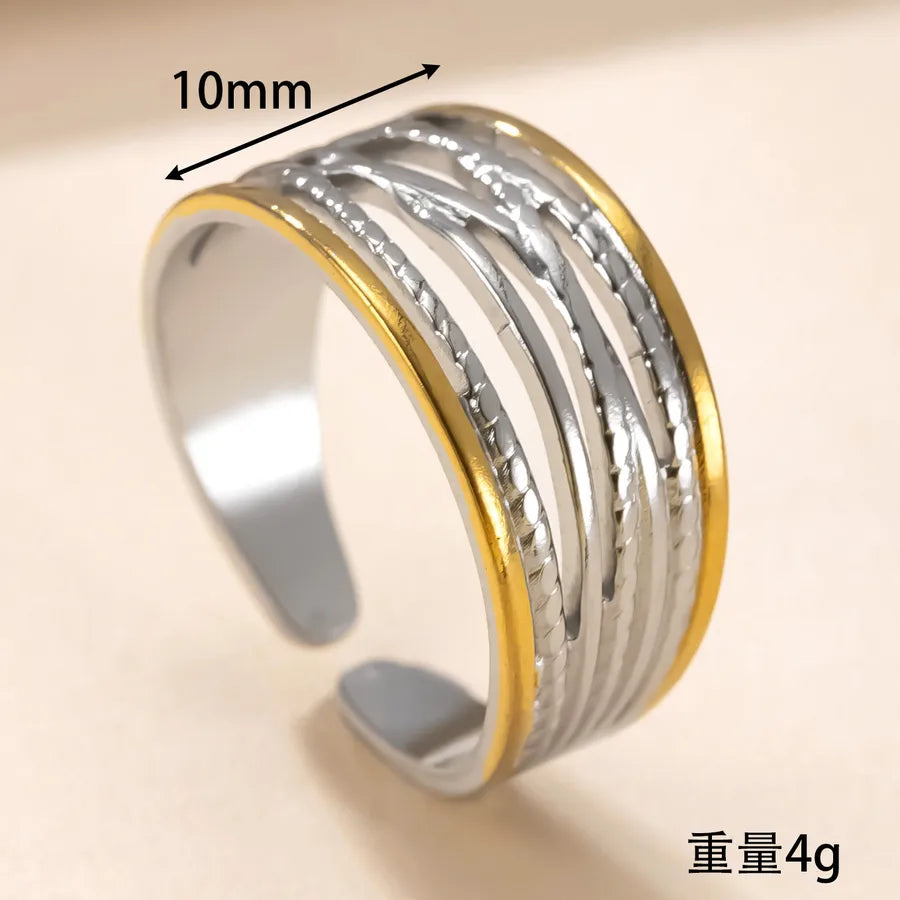Geometric Gold-Plated Titanium Steel Ring Average Size YYJZ740