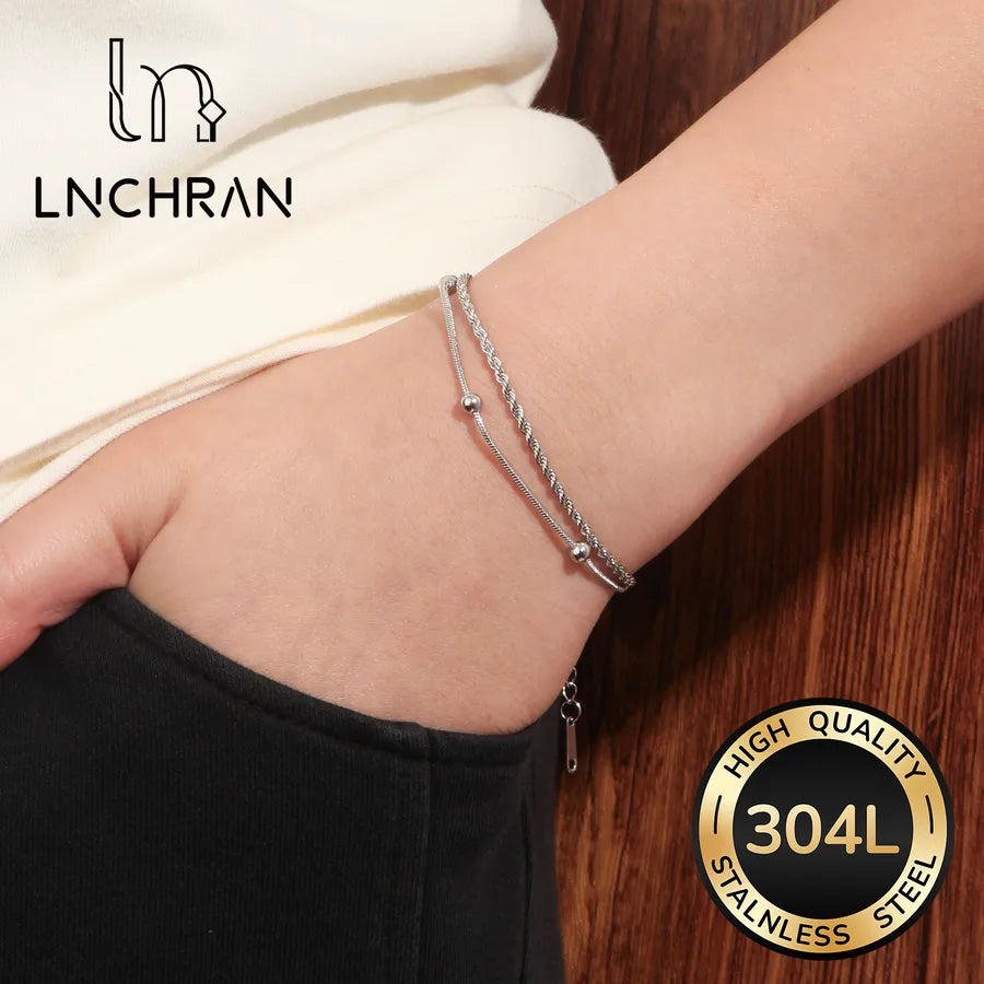 18K Gold Plated Double-Layer Steel Bead Bracelet