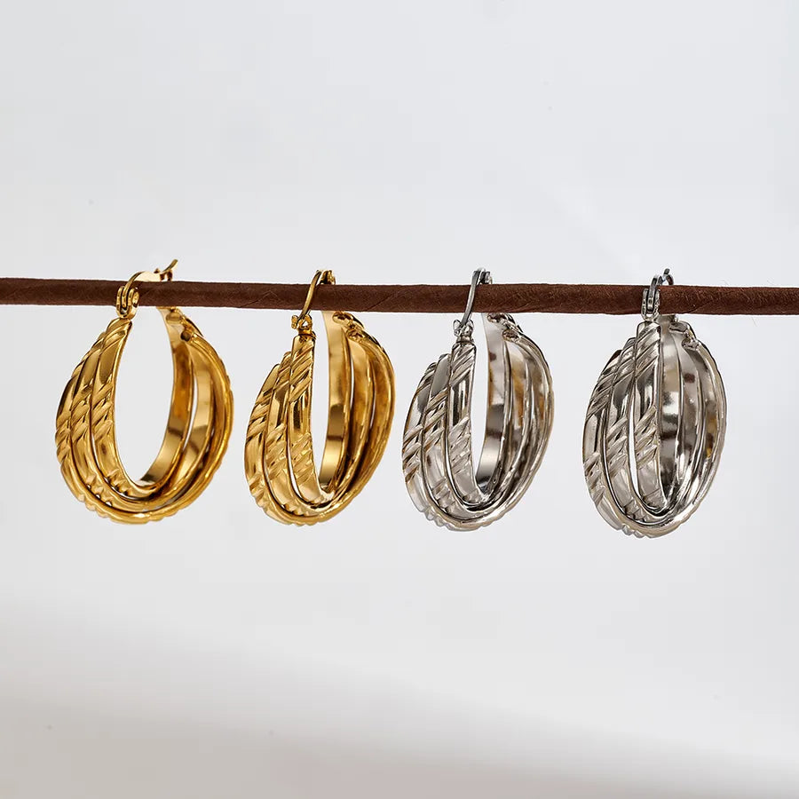 Minimalist Gold Plated Stainless Steel Hoop Earrings