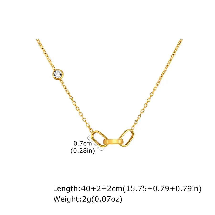 Geometric Zircon Necklace – 18K Gold Plated Steel