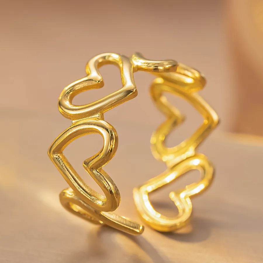 18K Gold Geometric Titanium Steel Open Ring K35 Gold Ring Adjustable